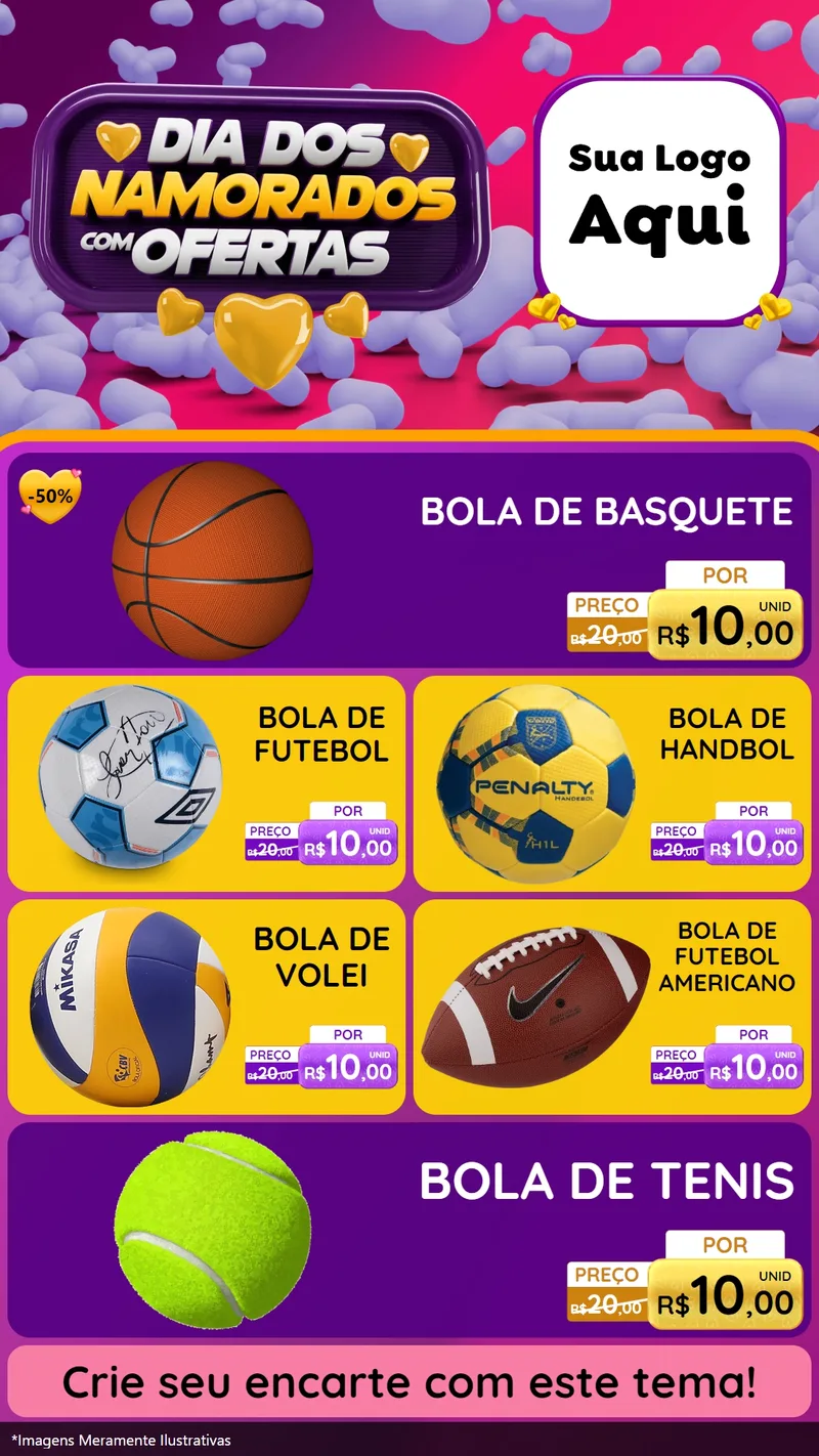 Modelo de TV para TV Vertical com o tema Dia Dos Namorados Com Ofertas para Artigos Esportivos
