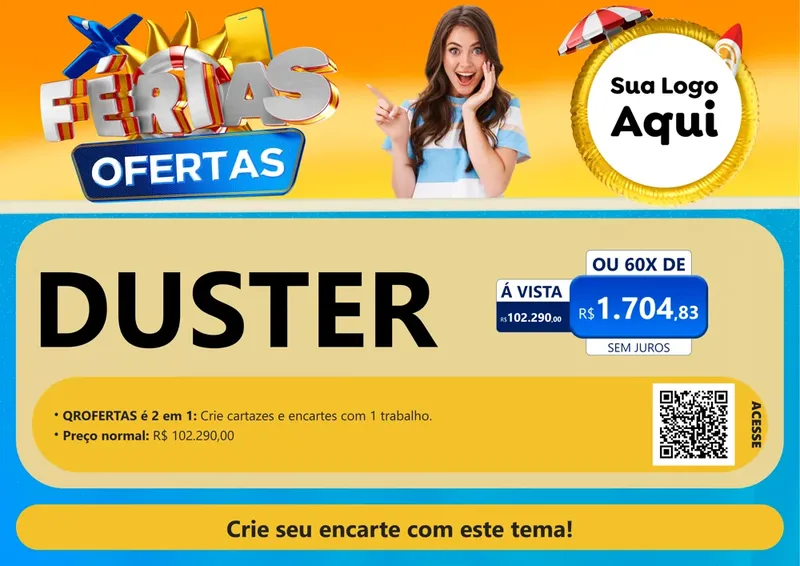 Modelo de Cartaz para Cartaz A4 Horizontal com o tema Ofertas - Férias para Concessionaria de Carros