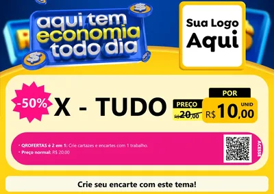 Modelo de Cartaz para Cartaz A4 Horizontal com o tema Aqui Tem Economia Todo Dia para Hamburgueria