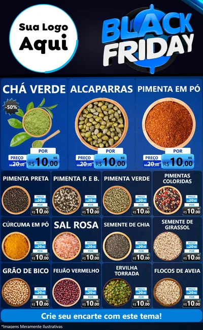Modelo de Encarte para Encarte Grande com o tema Black Friday para Produtos Naturais