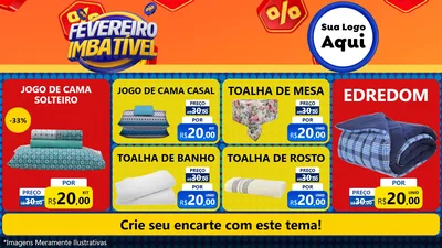 Modelo de TV para TV Horizontal com o tema Fevereiro Imbatível para Cama, Mesa e Banho