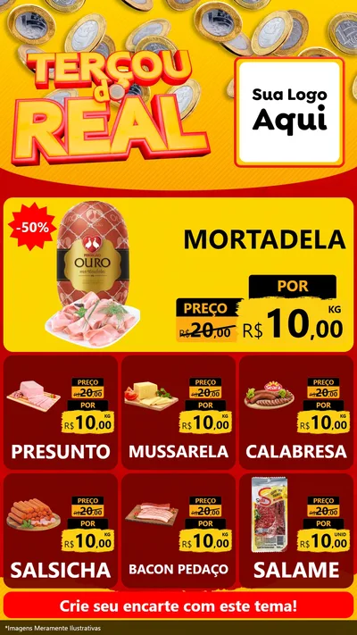Modelo de Rede Social para Stories com o tema Terçou do Real para Frios e Laticínios