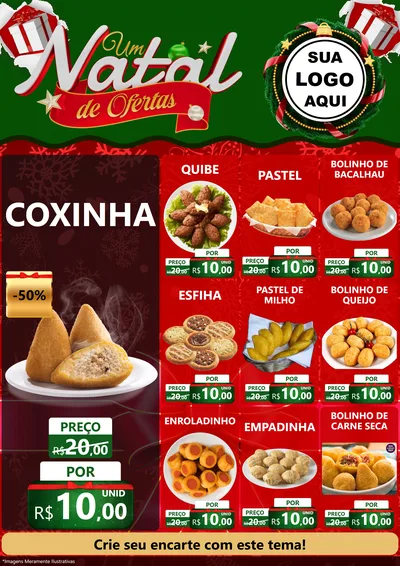 Modelo de Encarte para Encarte A4 Vertical com o tema Um Natal de Ofertas para Salgadaria
