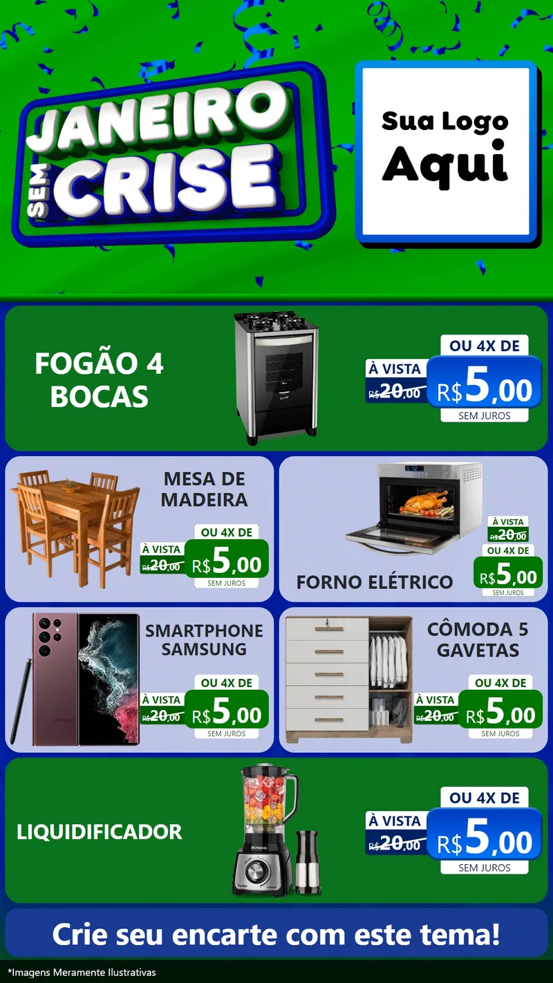 Modelo de TV para TV Vertical com o tema Janeiro Sem Crise para Móveis e Eletro
