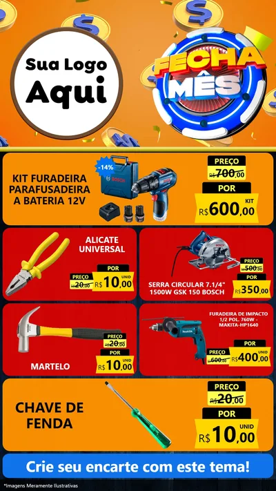 Modelo de TV para TV Vertical com o tema Fecha Mês para Maquinas e Ferramentas