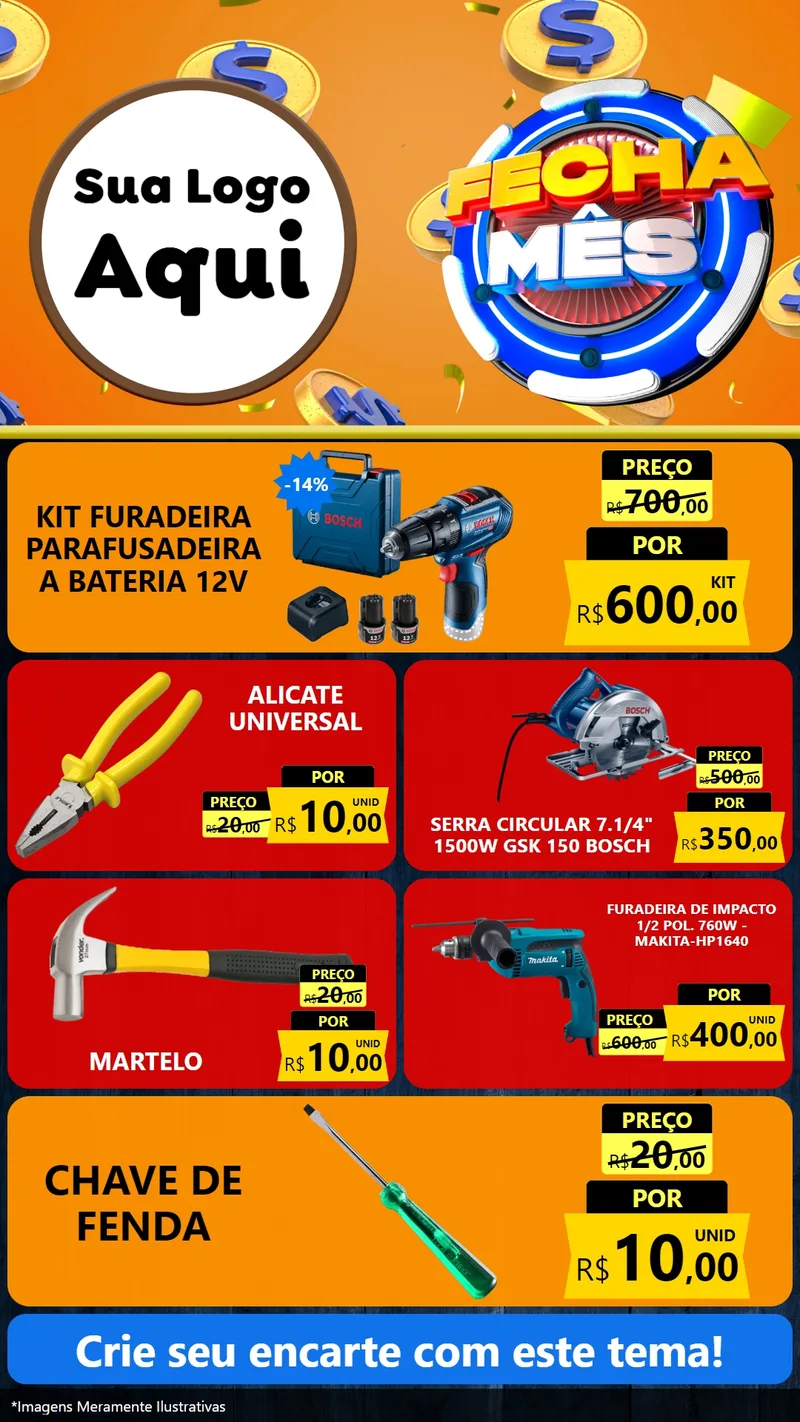Modelo de TV para TV Vertical com o tema Fecha Mês para Maquinas e Ferramentas