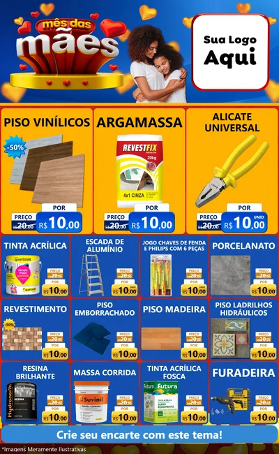 Modelo de Encarte para Encarte Grande com o tema Mês das Mães para Material para Construção