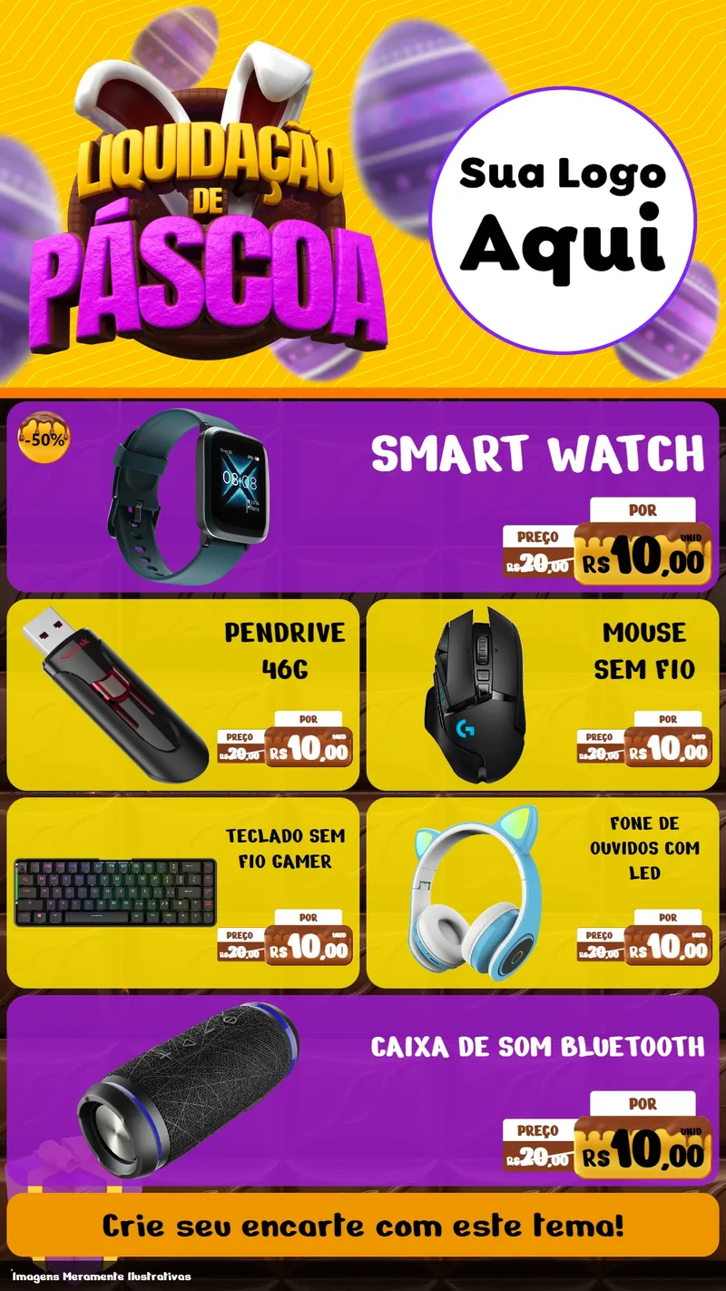 Modelo de TV para TV Vertical com o tema Liquidação de Páscoa para Informática