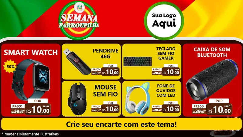Modelo de TV para TV Horizontal com o tema Semana Farroupilha para Informática