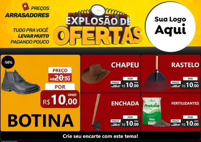 Modelo de Encarte para Encarte A4 Horizontal com o tema Explosão de Ofertas para Agropecuária