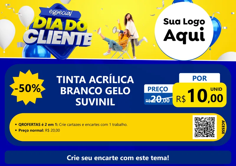 Modelo de Cartaz para Cartaz A4 Horizontal com o tema Especial Dia do Cliente para Tintas e Ferramentas