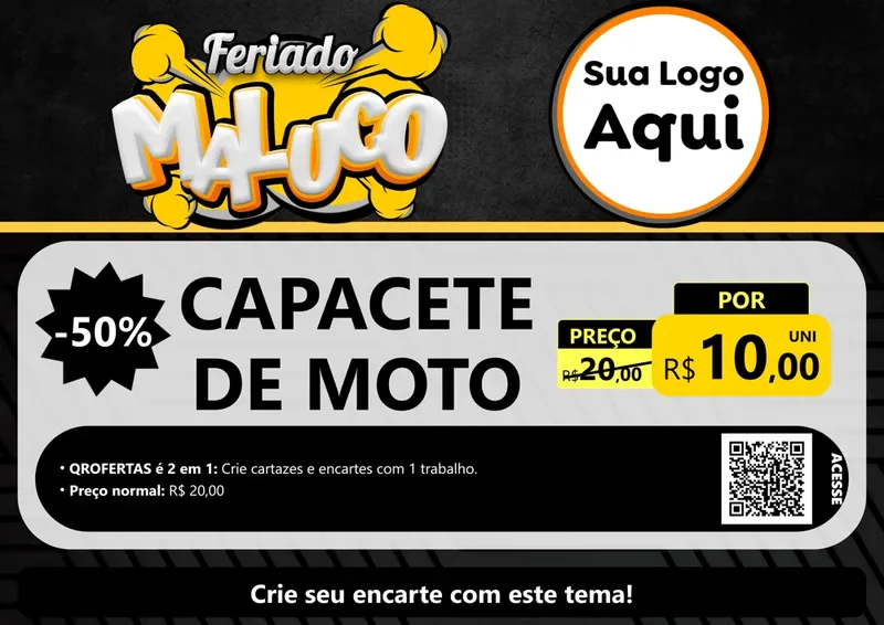 Modelo de Cartaz para Cartaz A4 Horizontal com o tema Feriado Maluco para Moto peças