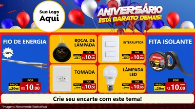 Modelo de TV para TV Horizontal com o tema Aniversário para Materiais Elétricos
