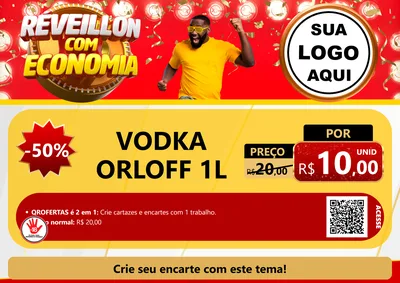 Modelo de Cartaz para Cartaz A4 Horizontal com o tema Réveillon com Economia para Distribuidora de bebidas