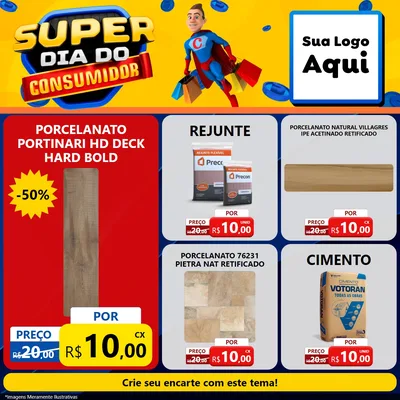 Modelo de Rede Social para Feed Facebook com o tema Super Dia do Consumidor para Pisos e revestimentos