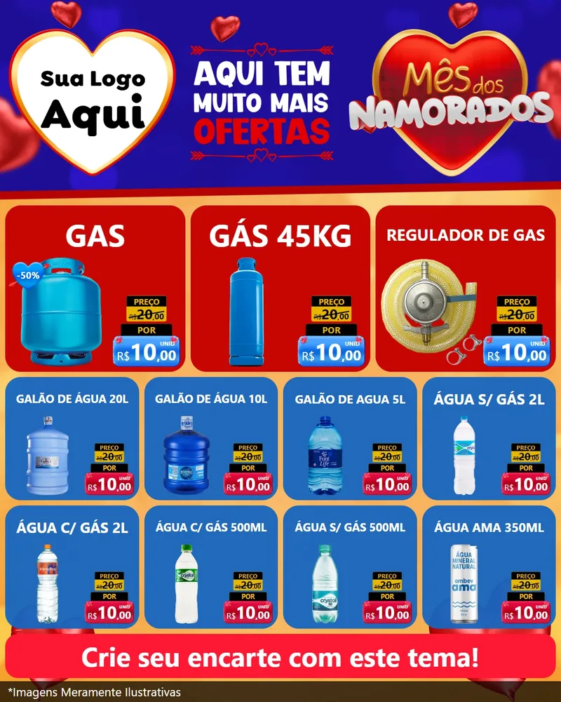 Modelo de Rede Social para Feed Instagram com o tema Mês dos Namorados para Água e gás