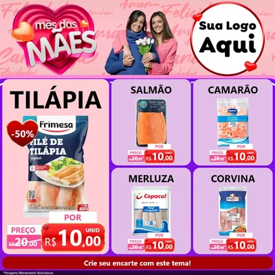 Modelo de Rede Social para Feed Facebook com o tema Mês Das Mães para Peixaria