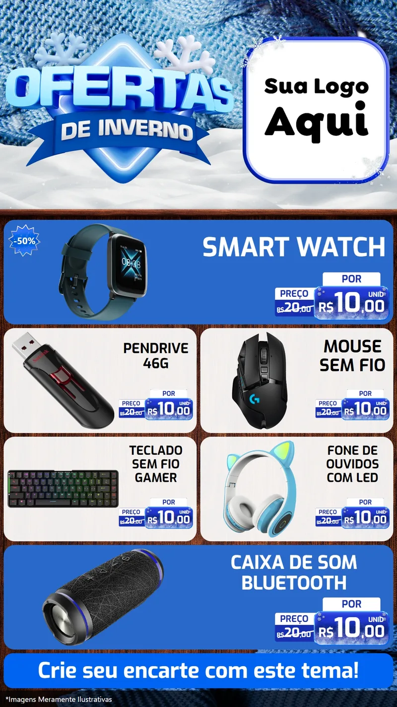 Modelo de TV para TV Vertical com o tema Ofertas de Inverno para Informática
