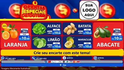 Modelo de TV para TV Horizontal com o tema Ofertas Especiais de Outubro para Hortifrúti
