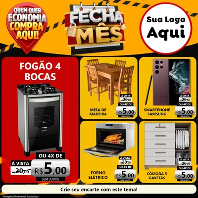 Modelo de Rede Social para Feed Facebook com o tema Fecha Mês para Móveis e Eletro