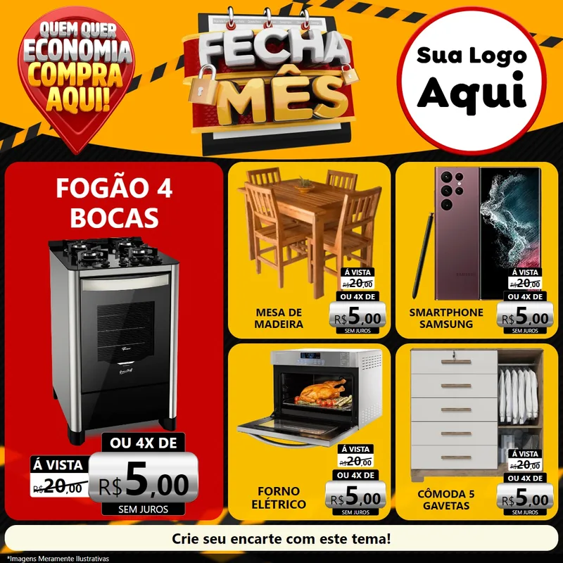 Modelo de Rede Social para Feed Facebook com o tema Fecha Mês para Móveis e Eletro