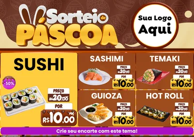 Modelo de Encarte para Encarte A4 Horizontal com o tema Sorteio de Páscoa para Comida japonesa