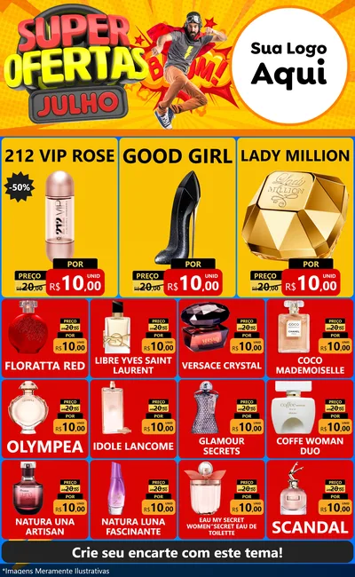 Modelo de Encarte para Encarte Grande com o tema Super Ofertas Julho para Perfumes