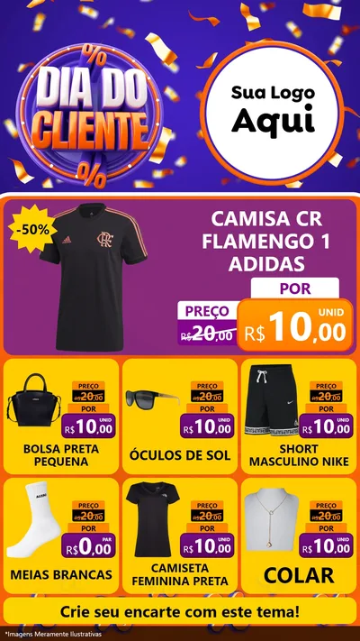 Modelo de Rede Social para Stories com o tema Dia do Cliente para Roupas e acessórios