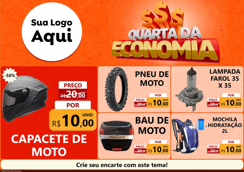 Modelo de Encarte para Encarte A4 Horizontal com o tema Quarta da Economia para Moto peças