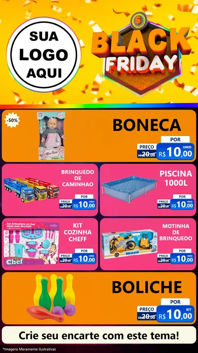 Modelo de TV para TV Vertical com o tema Black Friday para Brinquedos