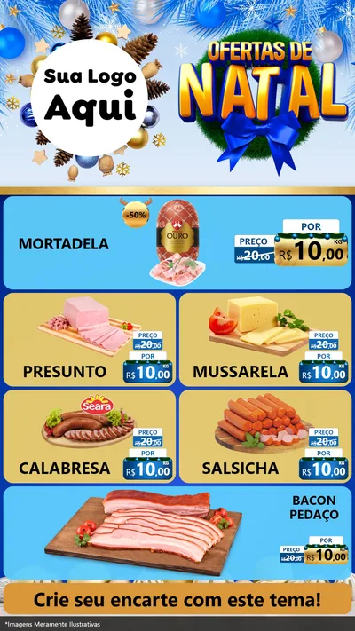 Modelo de TV para TV Vertical com o tema Ofertas de Natal para Frios e Laticínios
