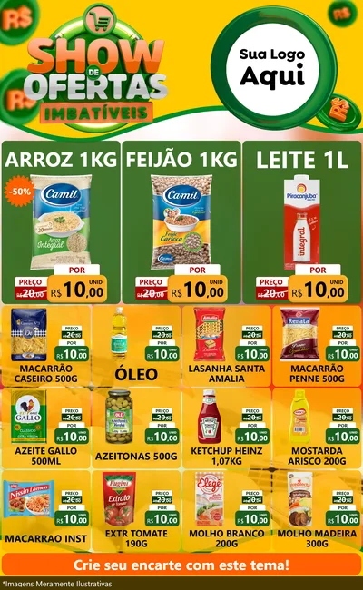 Modelo de Encarte para Encarte Grande com o tema Show de Ofertas Imbatíveis para Supermercado