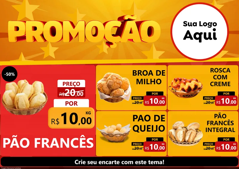 Modelo de Encarte para Encarte A4 Horizontal com o tema Promoção para Padaria