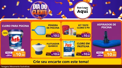 Modelo de TV para TV Horizontal com o tema Dia do Cliente para Produtos para Piscina
