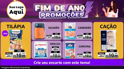 Modelo de TV para TV Horizontal com o tema Fim de Ano Promoções para Peixaria