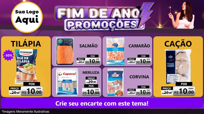 Modelo de TV para TV Horizontal com o tema Fim de Ano Promoções para Peixaria