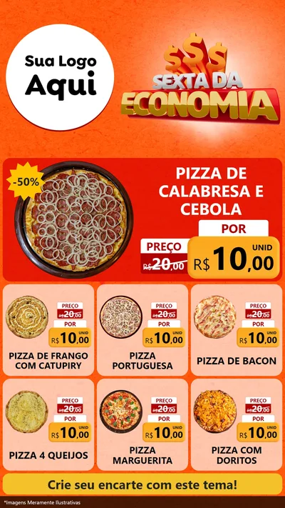 Modelo de Rede Social para Stories com o tema Sexta da Economia para Pizzaria
