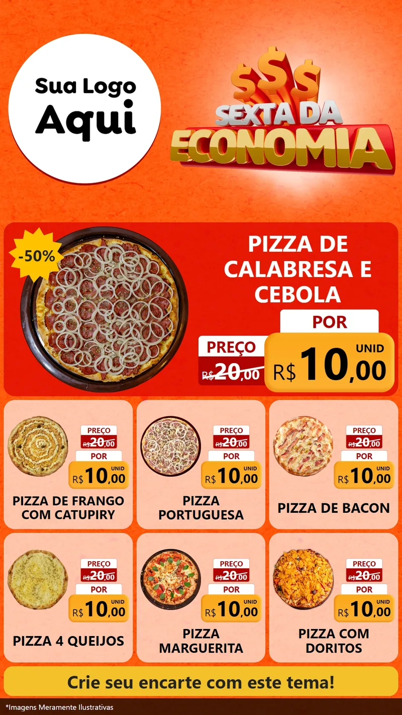 Modelo de Rede Social para Stories com o tema Sexta da Economia para Pizzaria