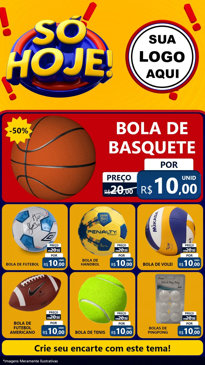 Modelo de Rede Social para Stories com o tema Só Hoje! para Artigos Esportivos
