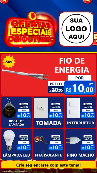 Modelo de Rede Social para Stories com o tema Ofertas Especiais de Outubro para Materiais Elétricos