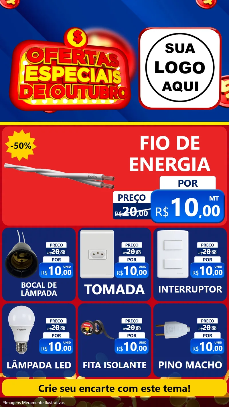Modelo de Rede Social para Stories com o tema Ofertas Especiais de Outubro para Materiais Elétricos