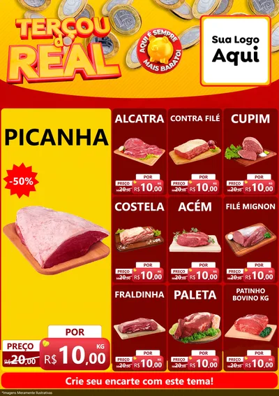 Modelo de Encarte para Encarte A4 Vertical com o tema Terçou do Real para Açougue