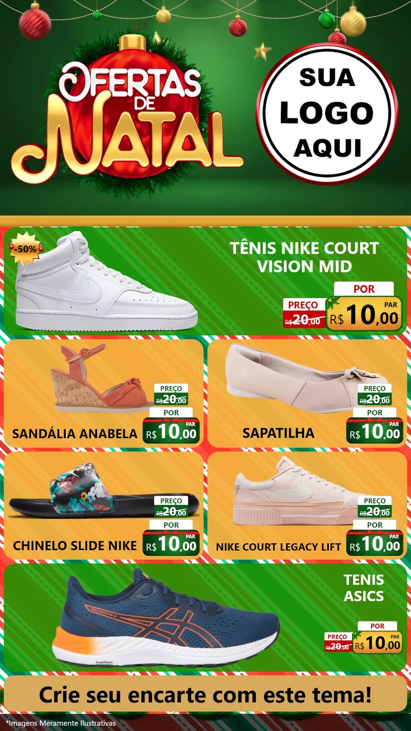 Modelo de TV para TV Vertical com o tema Ofertas de Natal para Calçados