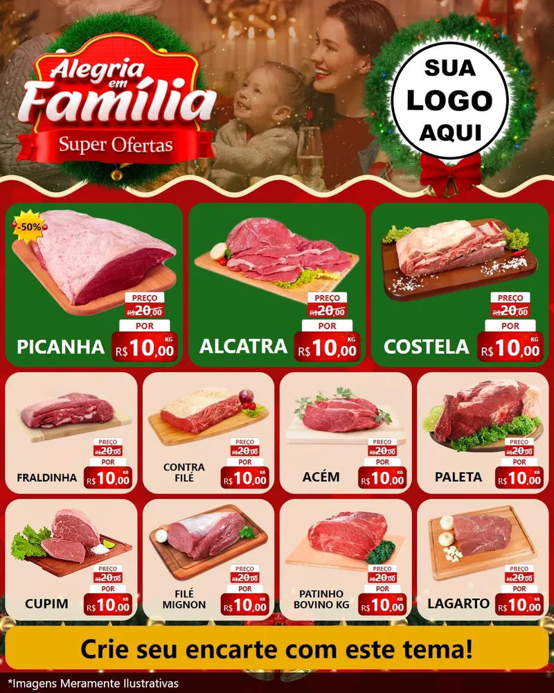 Modelo de Rede Social para Feed Instagram com o tema Alegria Em Família - Super Ofertas para Açougue