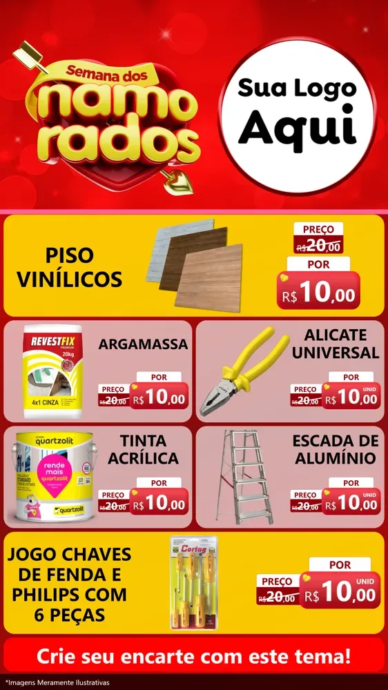 Modelo de TV para TV Vertical com o tema Semana dos namorados para Material para Construção