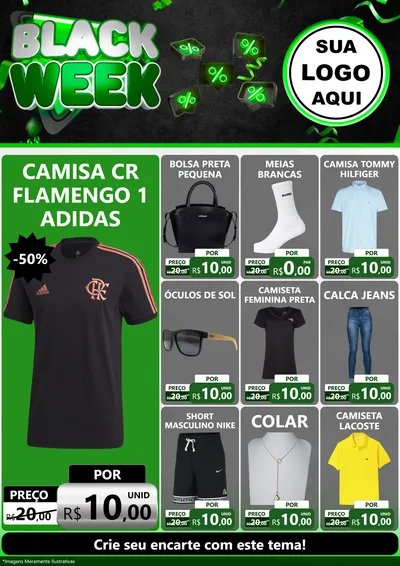 Modelo de Encarte para Encarte A4 Vertical com o tema Black Week para Roupas e acessórios