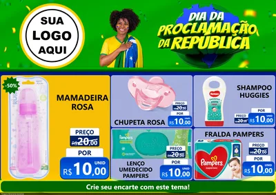 Modelo de Encarte para Encarte A4 Horizontal com o tema Dia Da Proclamação Da República para Bebês