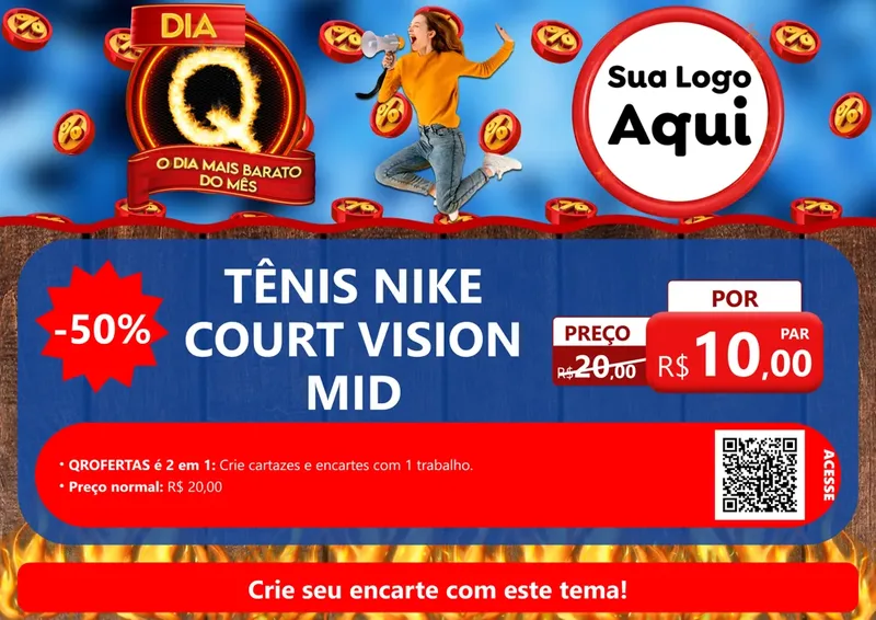 Modelo de Cartaz para Cartaz A4 Horizontal com o tema Dia Q - O Dia Mais Barato Do Mês para Calçados