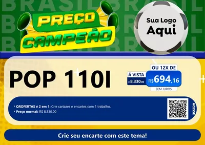 Modelo de Cartaz para Cartaz A4 Horizontal com o tema Preço Campeão - Copa para Concessionaria de Motos