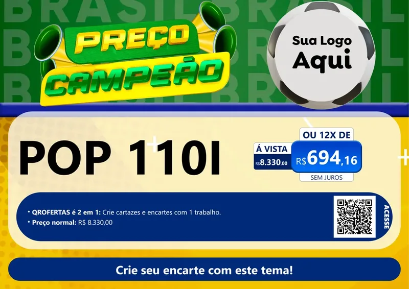 Modelo de Cartaz para Cartaz A4 Horizontal com o tema Preço Campeão - Copa para Concessionaria de Motos